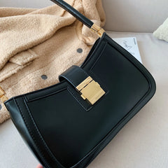 LEFTSIDE Shoulder Bags For Women Solid PU Leather Lock Handbags Small Purse