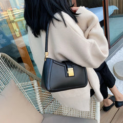 LEFTSIDE Shoulder Bags For Women Solid PU Leather Lock Handbags Small Purse