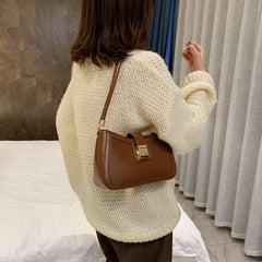 LEFTSIDE Shoulder Bags For Women Solid PU Leather Lock Handbags Small Purse