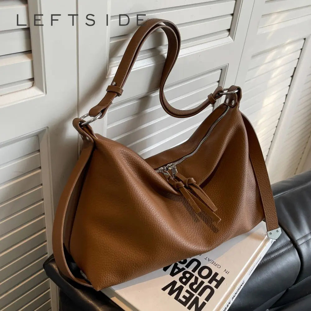 LEFTSIDE Shoulder Side Bag for Women High Capacity Leather Crossbody Handbags