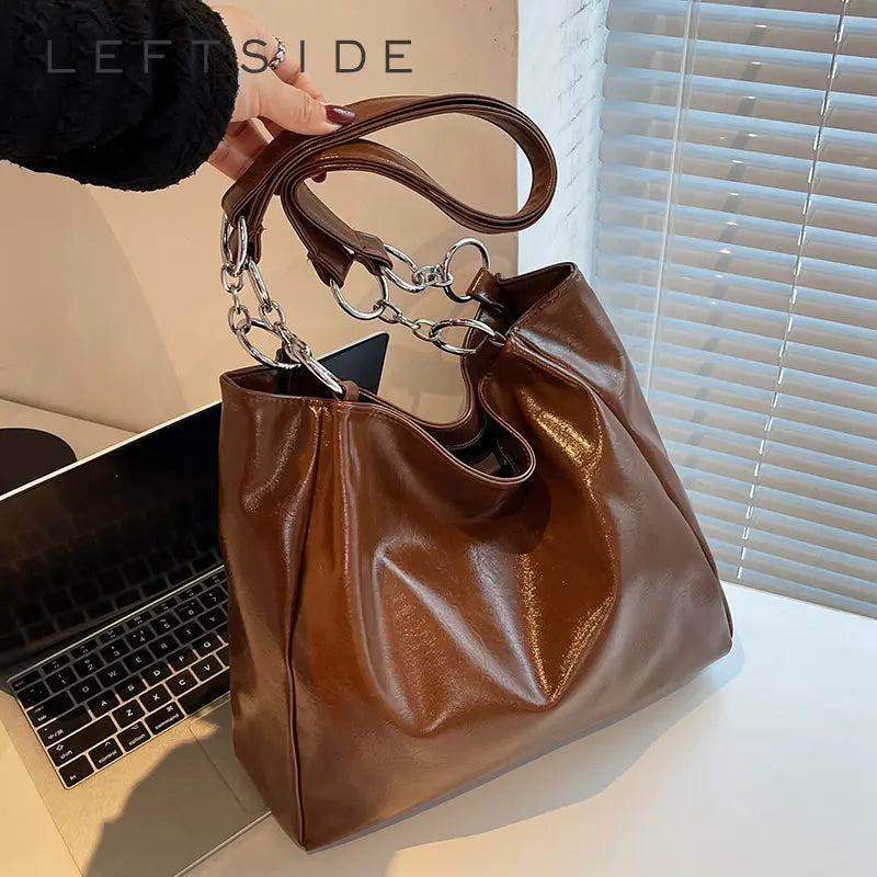 LEFTSIDE Small PU Leather Shoulder Side Bags for Women