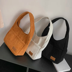 LEFTSIDE Shoulder Side Bags for Women Corduroy Handbags Tote Brown