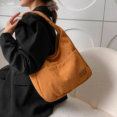 LEFTSIDE Shoulder Side Bags for Women Corduroy Handbags Tote Brown
