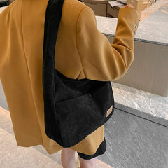 LEFTSIDE Shoulder Side Bags for Women Corduroy Handbags Tote Brown