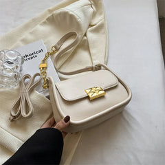 Small PU Leather Saddle Bag Chain Crossbody Purse for Women
