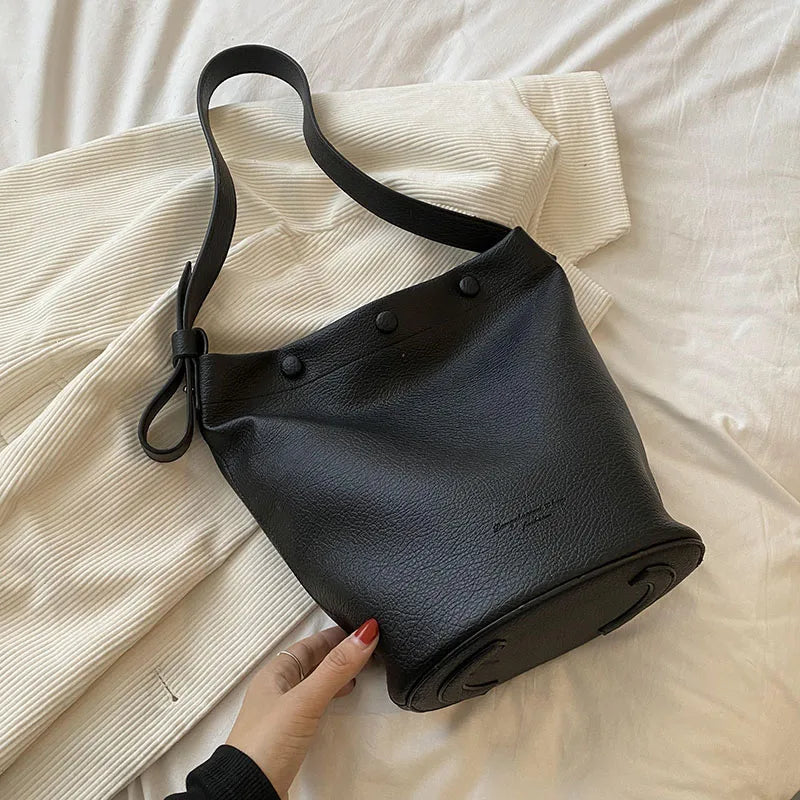 LEFTSIDE Soft Leather Bucket Crossbody Bag for Women