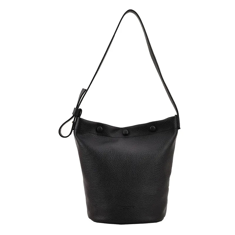 LEFTSIDE Soft Leather Bucket Crossbody Bag for Women