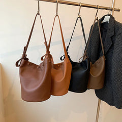 LEFTSIDE Soft Leather Bucket Crossbody Bag for Women