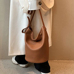 LEFTSIDE Soft Leather Bucket Crossbody Bag for Women