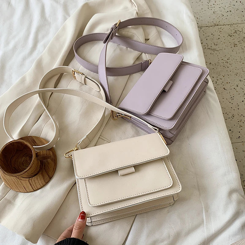 Solid PU Leather Crossbody Bags For Women Summer Handbags And Purses