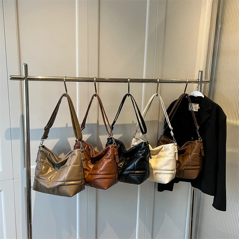 LEFTSIDE Splicing Crossbody Bag Winter PU Leather Handbags Purse