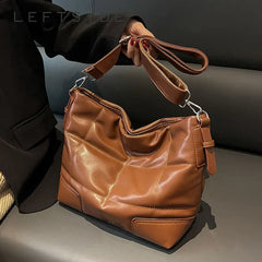 LEFTSIDE Splicing Crossbody Bag Winter PU Leather Handbags Purse