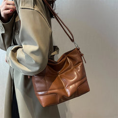 LEFTSIDE Splicing Crossbody Bag Winter PU Leather Handbags Purse