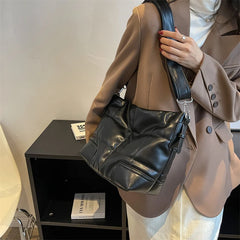 LEFTSIDE Splicing Crossbody Bag Winter PU Leather Handbags Purse