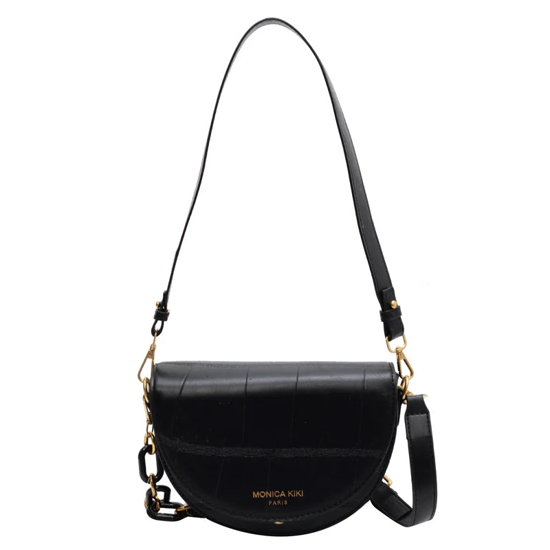 Stone Pattern Saddle Bags for Women Small Crossbody Bag