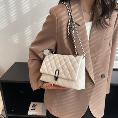 Lattice Chain Crossbody Bag for Women Winter Handbag