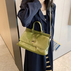 Vintage Leather Top Handle Tote Bag Women Winter Shoulder Crossbody