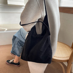 LEFTSIDE Corduroy Tote Bag for Women - Big Shoulder Handbag