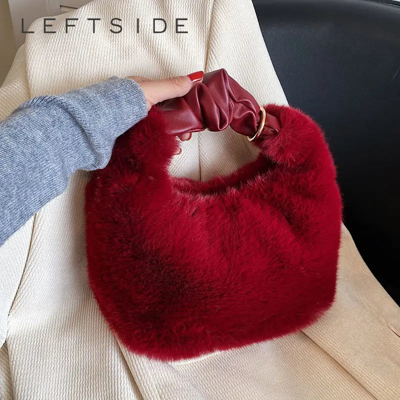 LEFTSIDE Faux Fur Crossbody Tote Bags for Women