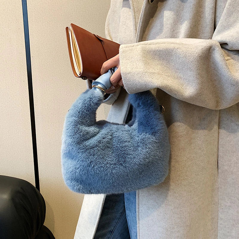 LEFTSIDE Faux Fur Crossbody Tote Bags for Women
