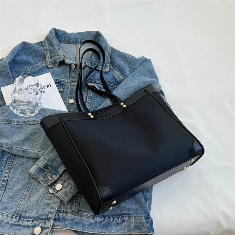 Totes Bag for Women Oxford Cloth Big Zipper Top Handle Shoulder Side Bag