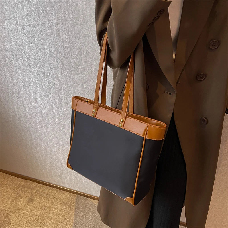 Totes Bag for Women Oxford Cloth Big Zipper Top Handle Shoulder Side Bag