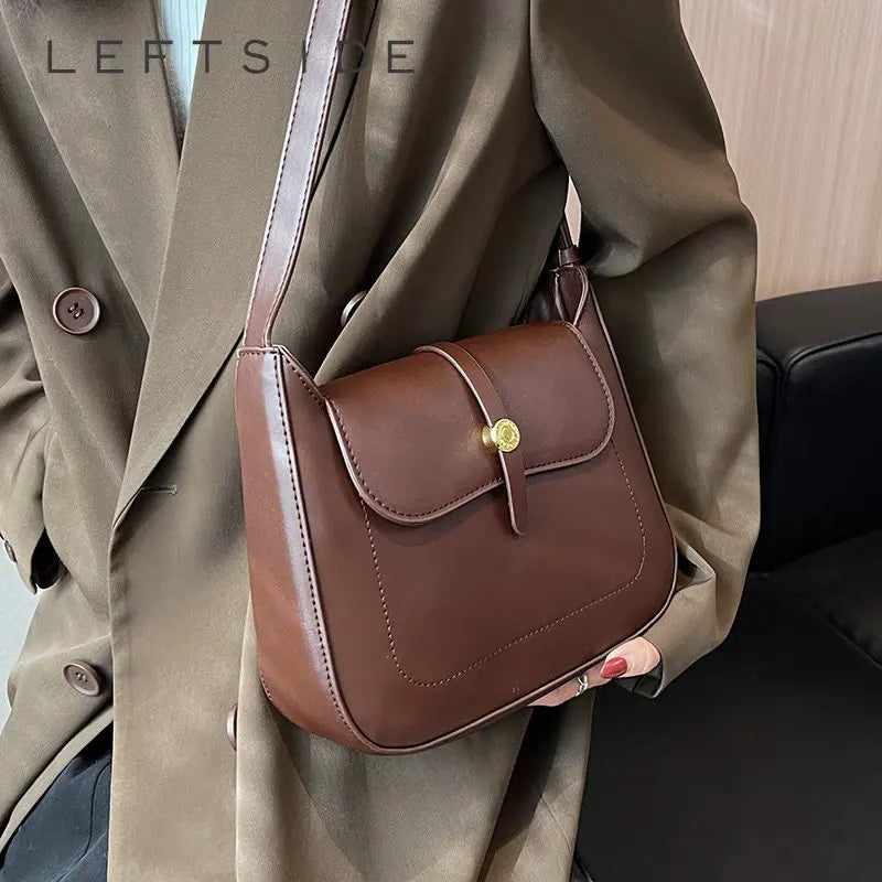LEFTSIDE Vintage Crossbody Bags for Women Retro Small PU Leather Handbags