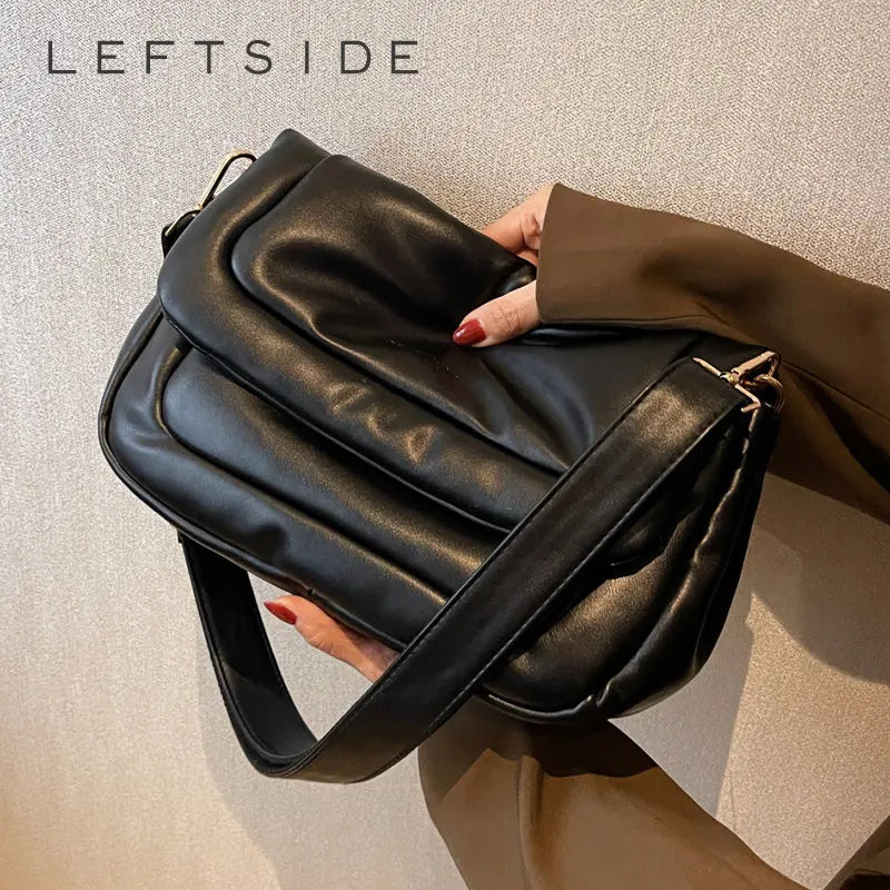 LEFTSIDE Vintage Leather Crossbody Bags for Women Winter In Handbags Small Trave