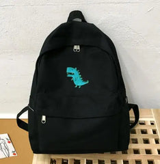 LENLEI Harajuku Canvas Print Student Bag Large-Capacity Backpack