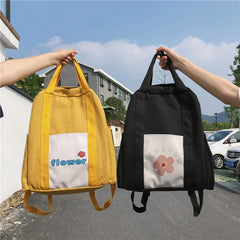 LENLEI Cotton Canvas Women Backpack Printing Flowers Student Bag
