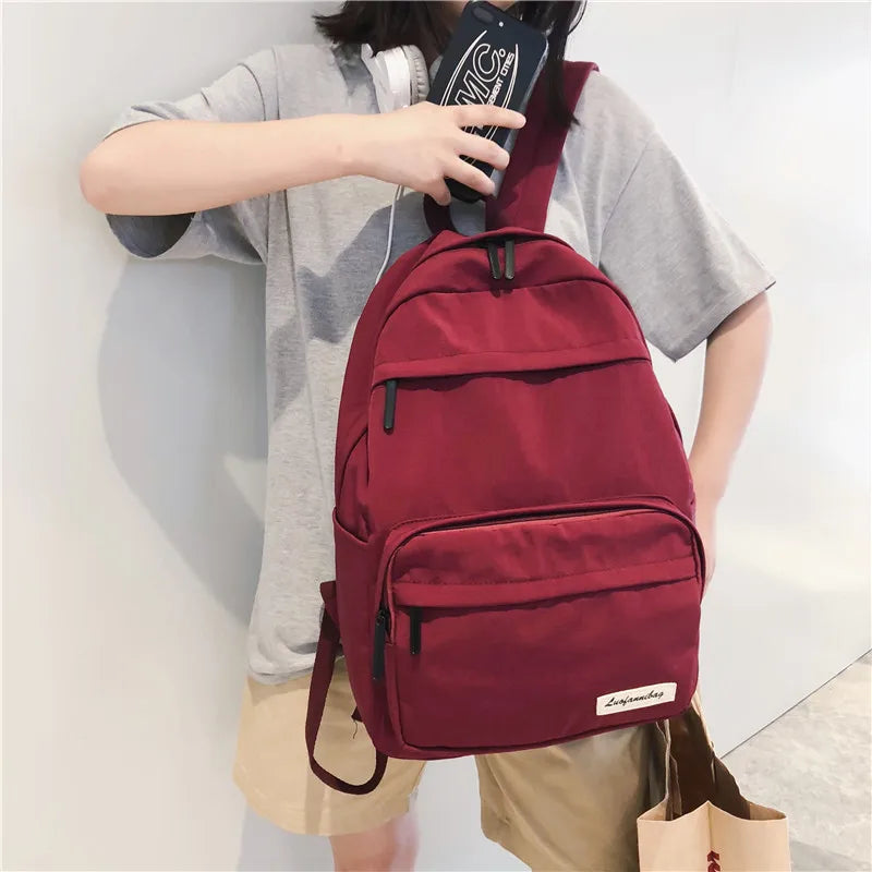 Waterproof Nylon Women Backpack Large Capacity Student Schoolbag