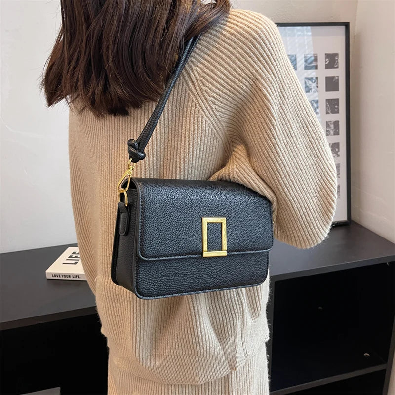 LETTSIDE Crossbody Bags for Women Leather Square Buckle Shoulder Side Bag