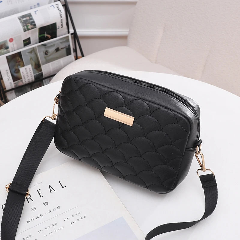 Solid Zipper High Shoulder Bag for Women