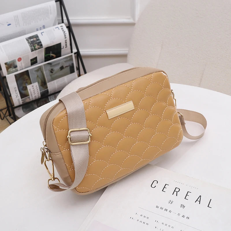 Solid Zipper High Shoulder Bag for Women