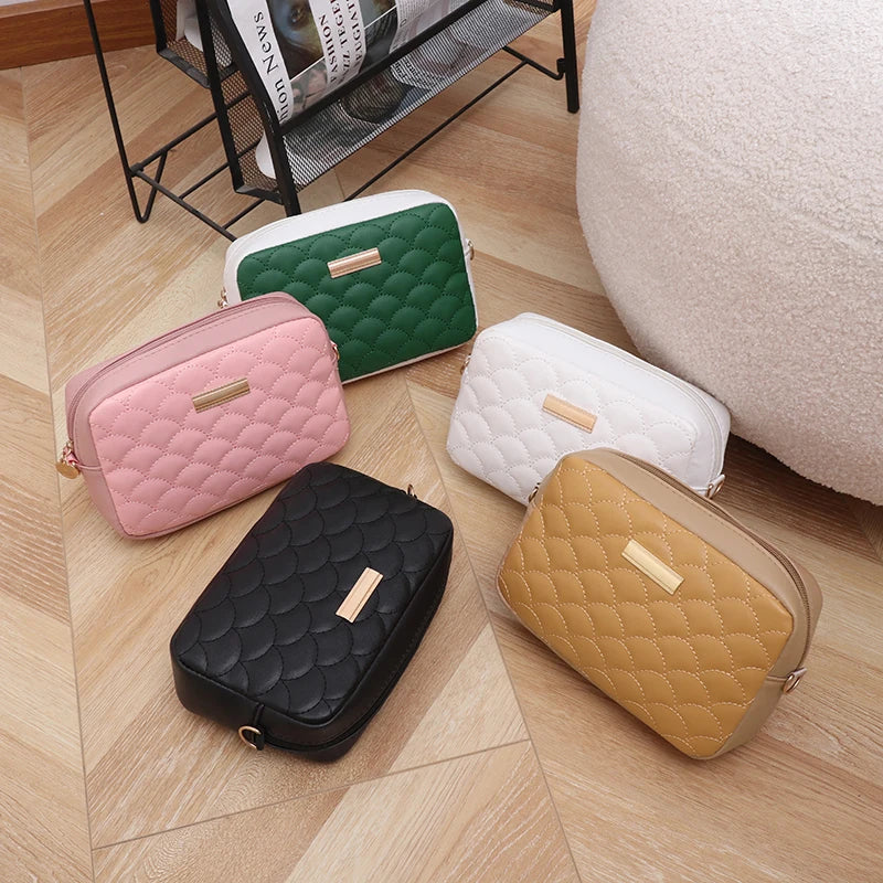 Solid Zipper High Shoulder Bag for Women
