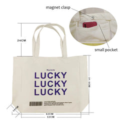 LUCKY Women Canvas Bag Retro Messenger Large Capacity Shopping Shoulder Tote