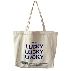 LUCKY Women Canvas Bag Retro Messenger Large Capacity Shopping Shoulder Tote