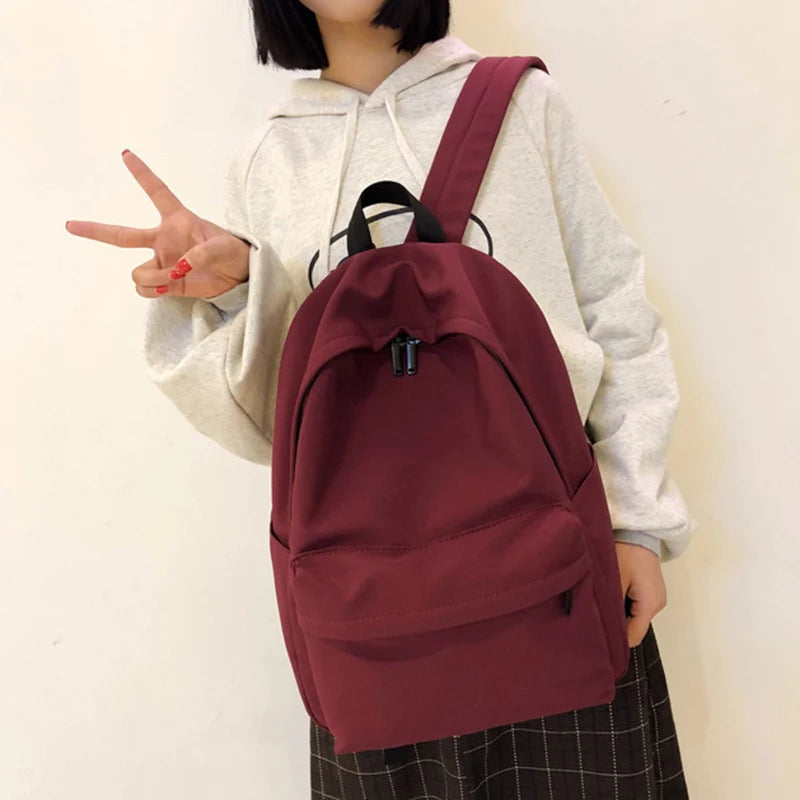 LUUYAH Canvas Backpack Large Capacity School Bag College Wind Travel Backpack