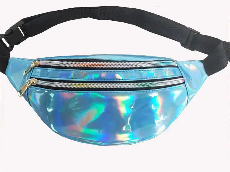 Silver Holographic Waist Bag Geometric Fanny Pack