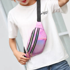 Silver Holographic Waist Bag Geometric Fanny Pack