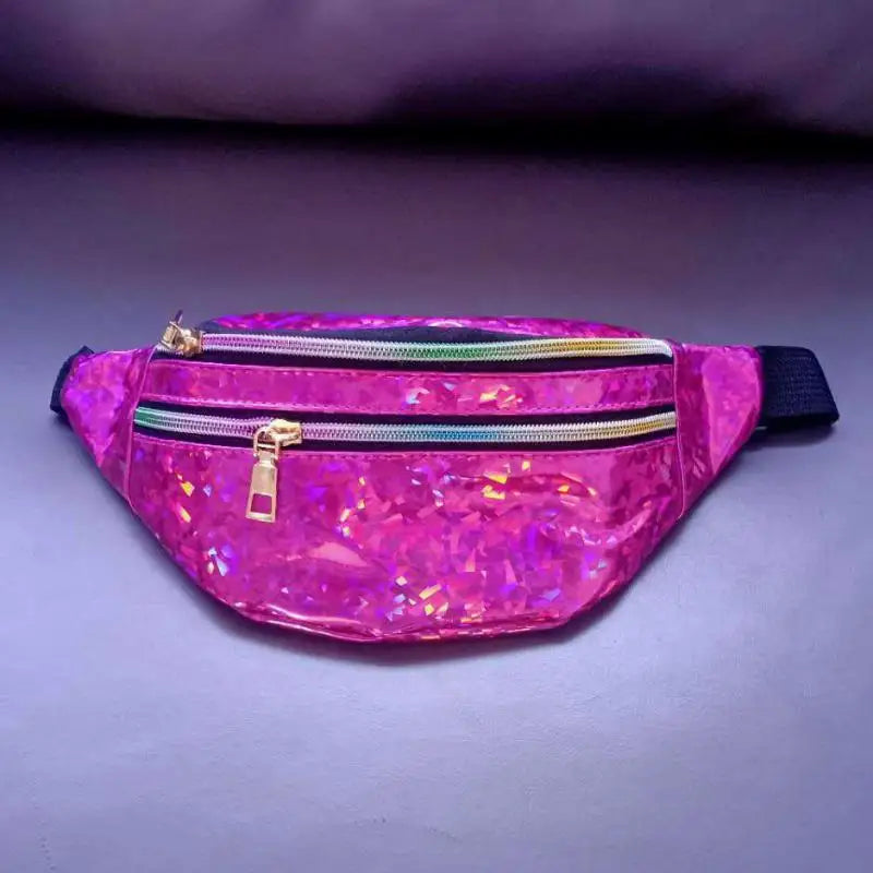 Silver Holographic Waist Bag Geometric Fanny Pack
