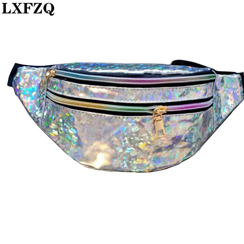 Silver Holographic Waist Bag Geometric Fanny Pack