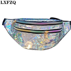 Silver Holographic Waist Bag Geometric Fanny Pack