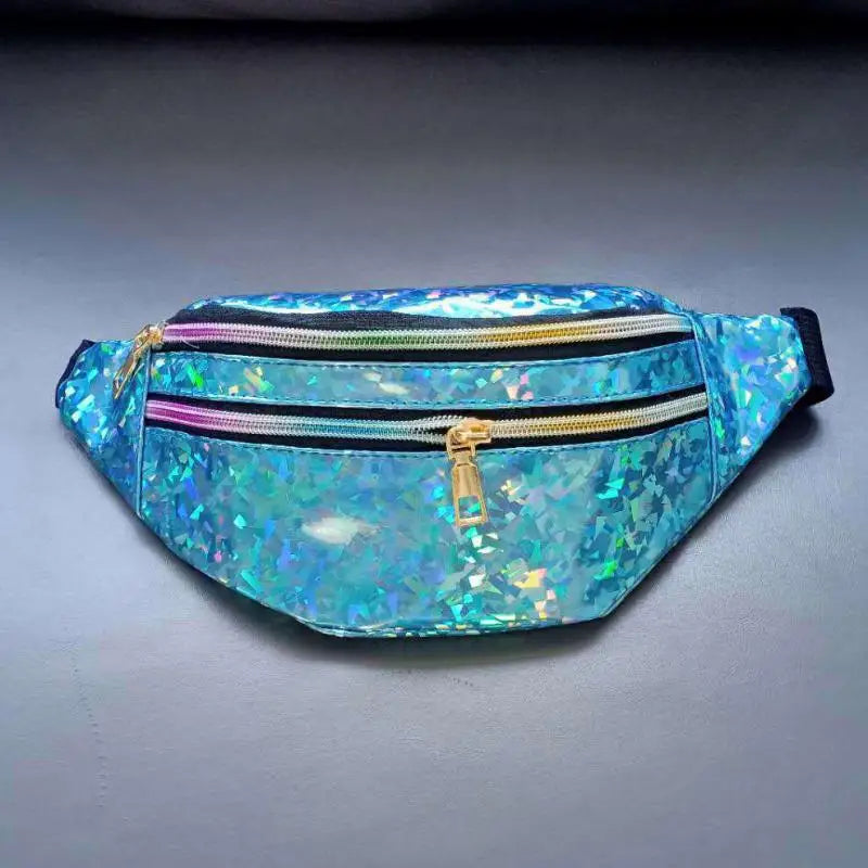 Silver Holographic Waist Bag Geometric Fanny Pack