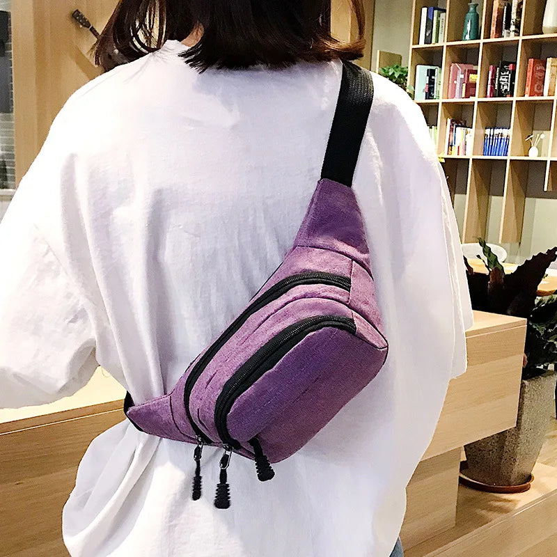 Canvas Waist Bag Men Chest Bag Fanny Pack Women Bag