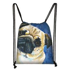 Lab/Golden Retr/Fadou Cartoon Dog Print Drawstring Bag Travel Storage