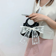 Lace Bow Women's Totes Bag Fashionable Handbag Sweet Summer Purses
