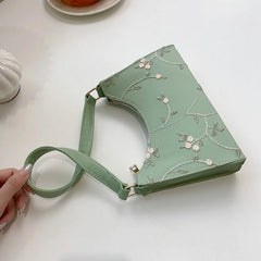 Floral Shoulder Bag for Women Soft PU Leather Girls Tote Bag