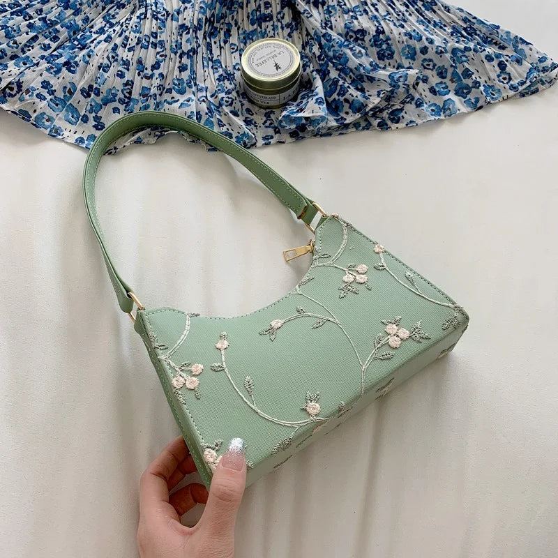 Floral Shoulder Bag for Women Soft PU Leather Girls Tote Bag