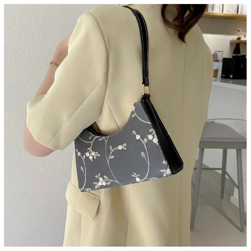 Floral Shoulder Bag for Women Soft PU Leather Girls Tote Bag